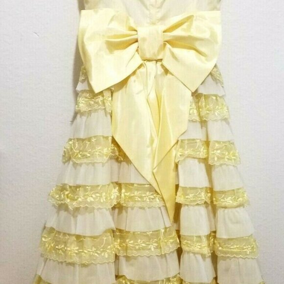 50's Vintage Prom Dress Yellow Tiered Tulle - Picture 8 of 8